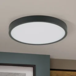 LED-Deckenleuchte Bully in Schwarz, 3.000 K, Ø24cm
