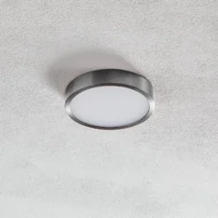 LED-Deckenleuchte Bully, nickel-matt, Ø 14 cm