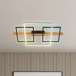 LED-Deckenleuchte Cadre, CCT, 75cm, schwarz, Holz