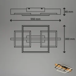 LED-Deckenleuchte Cadre, 3000K, 55cm, schwarz, Holz