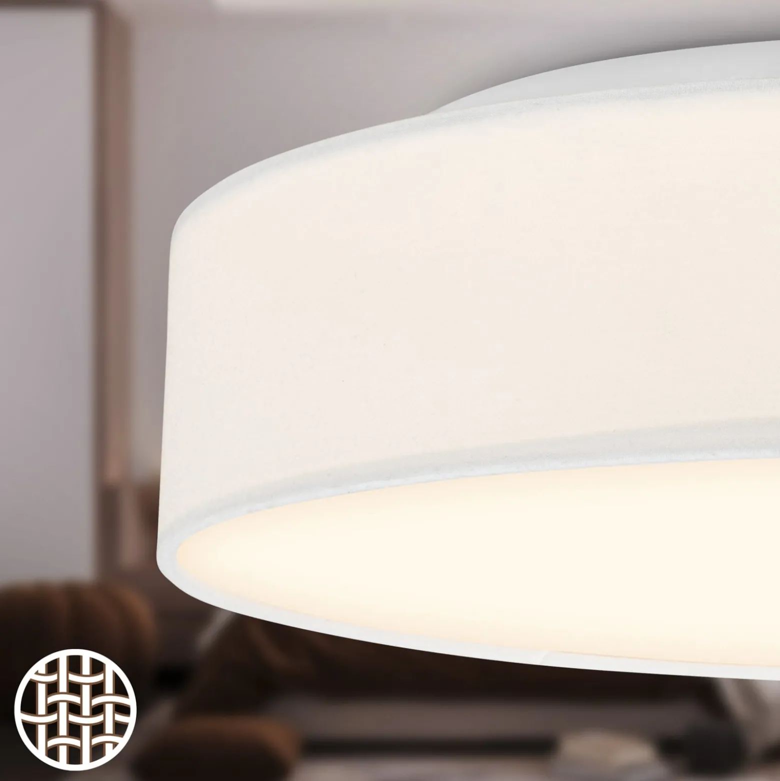 LED-Deckenleuchte Duck, weiß, Ø 38 cm, Textil, 3000K