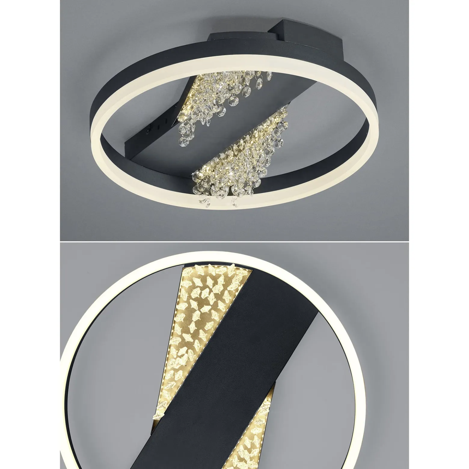 LED-Deckenleuchte Dunja mit Kristall-Optik schwarz