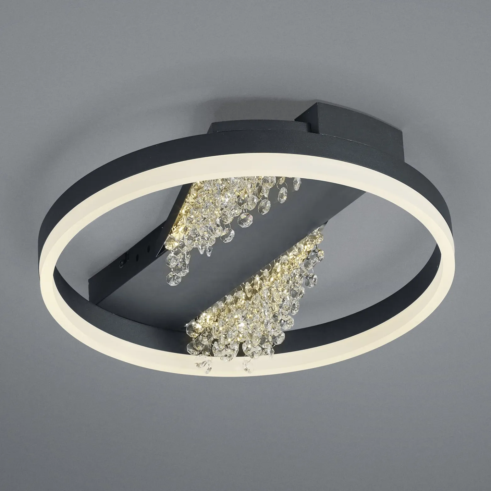 LED-Deckenleuchte Dunja mit Kristall-Optik schwarz