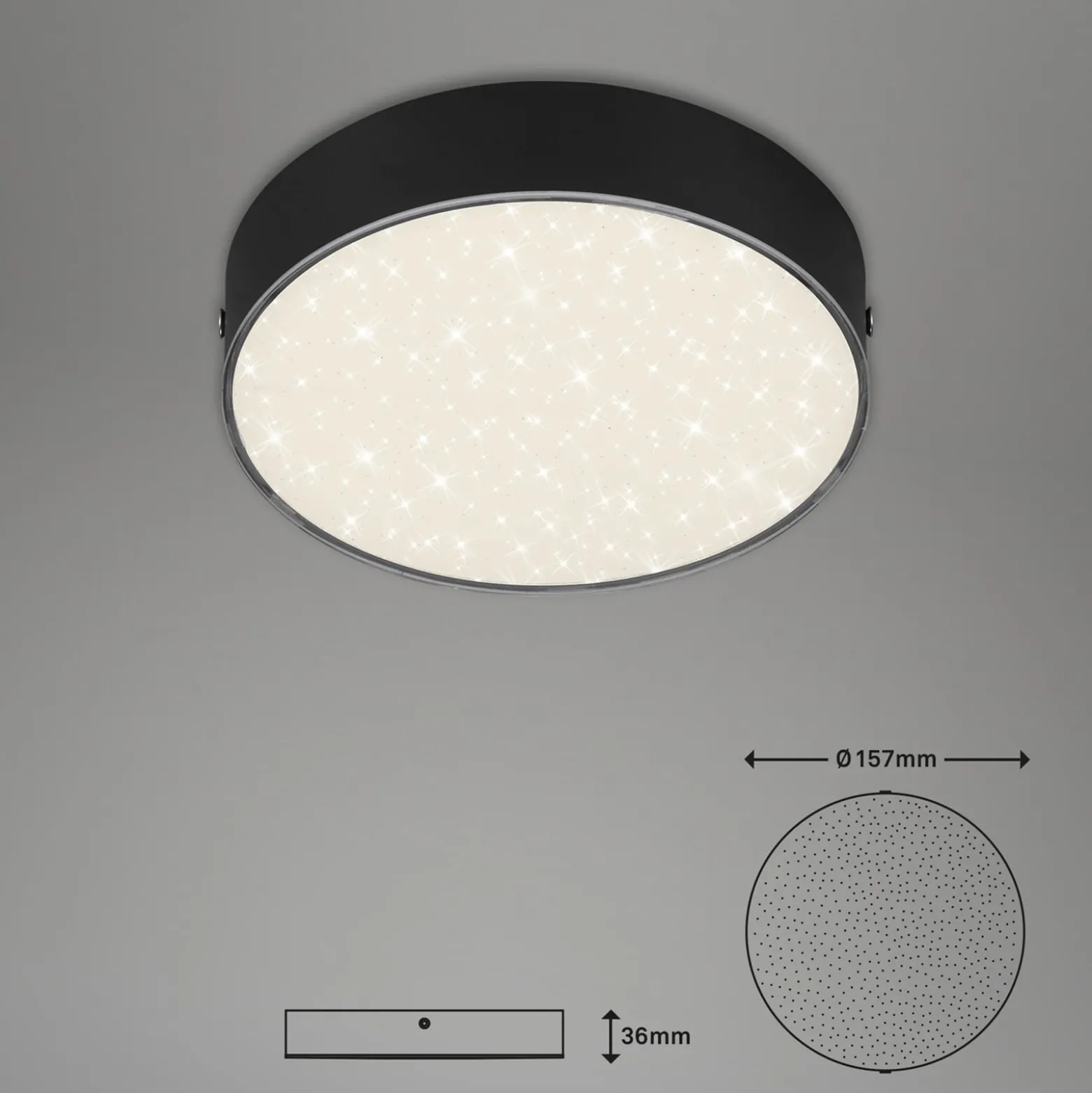 LED-Deckenleuchte Flame Star, Ø 15,7 cm, schwarz