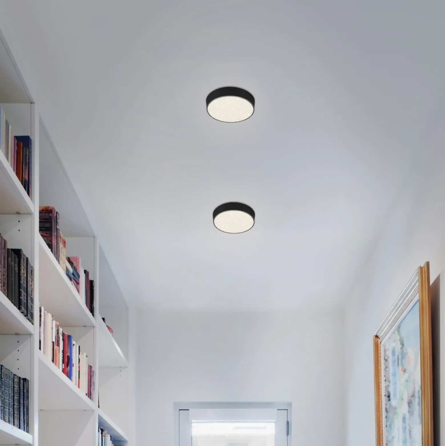LED-Deckenleuchte Flame Star, Ø 15,7 cm, schwarz