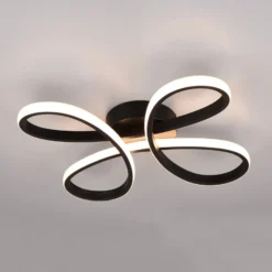 LED-Deckenleuchte Fly, schwarz matt, 3.000 K, 40 cm x 40 cm