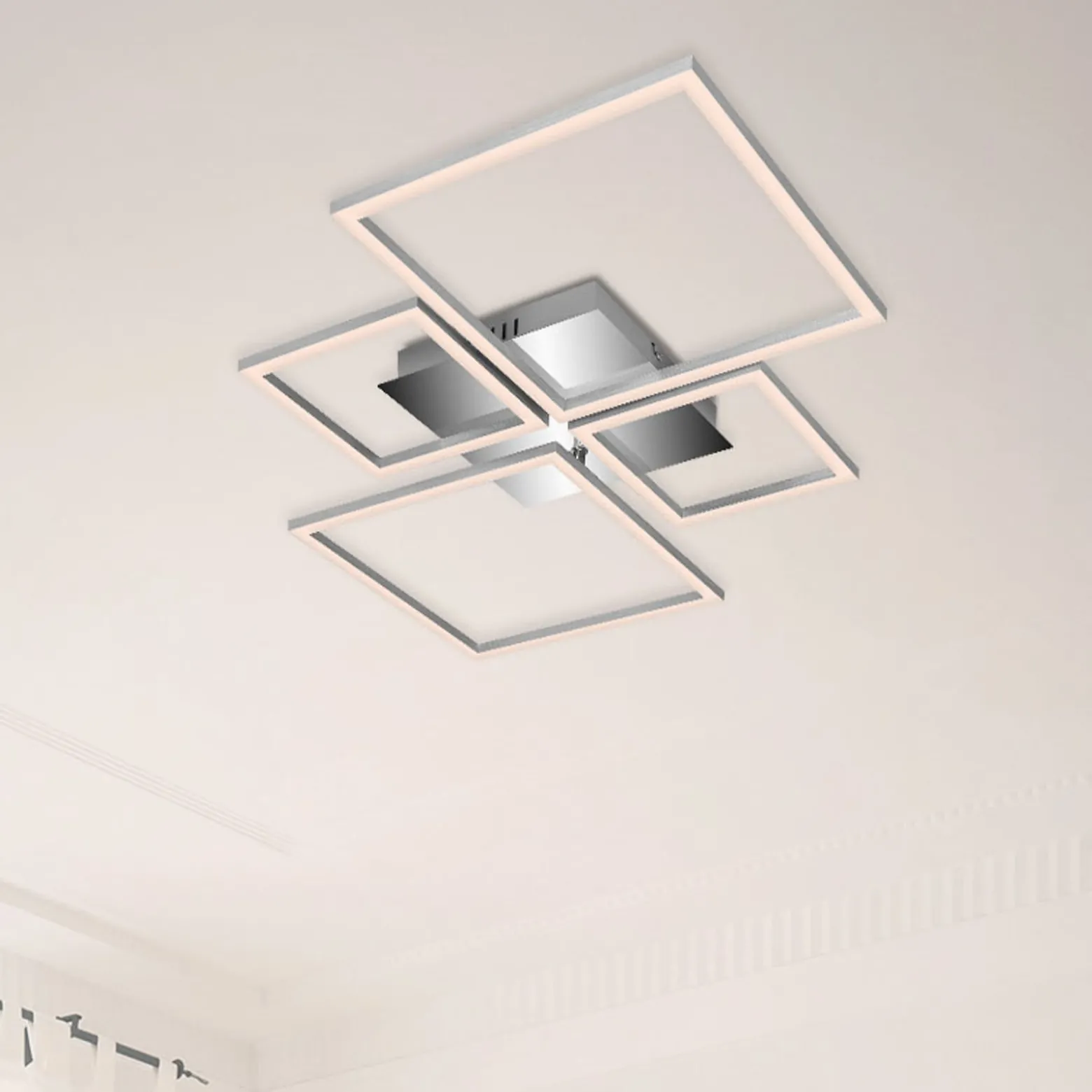 LED-Deckenleuchte Frame, CCT, 4-flammig, aluminium