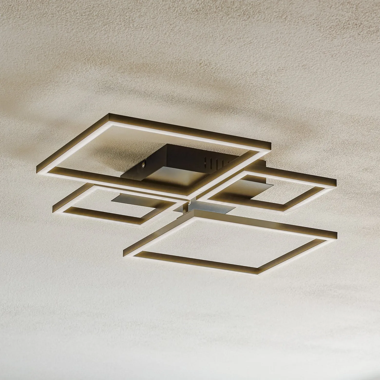 LED-Deckenleuchte Frame, CCT, 4-flammig, schwarz
