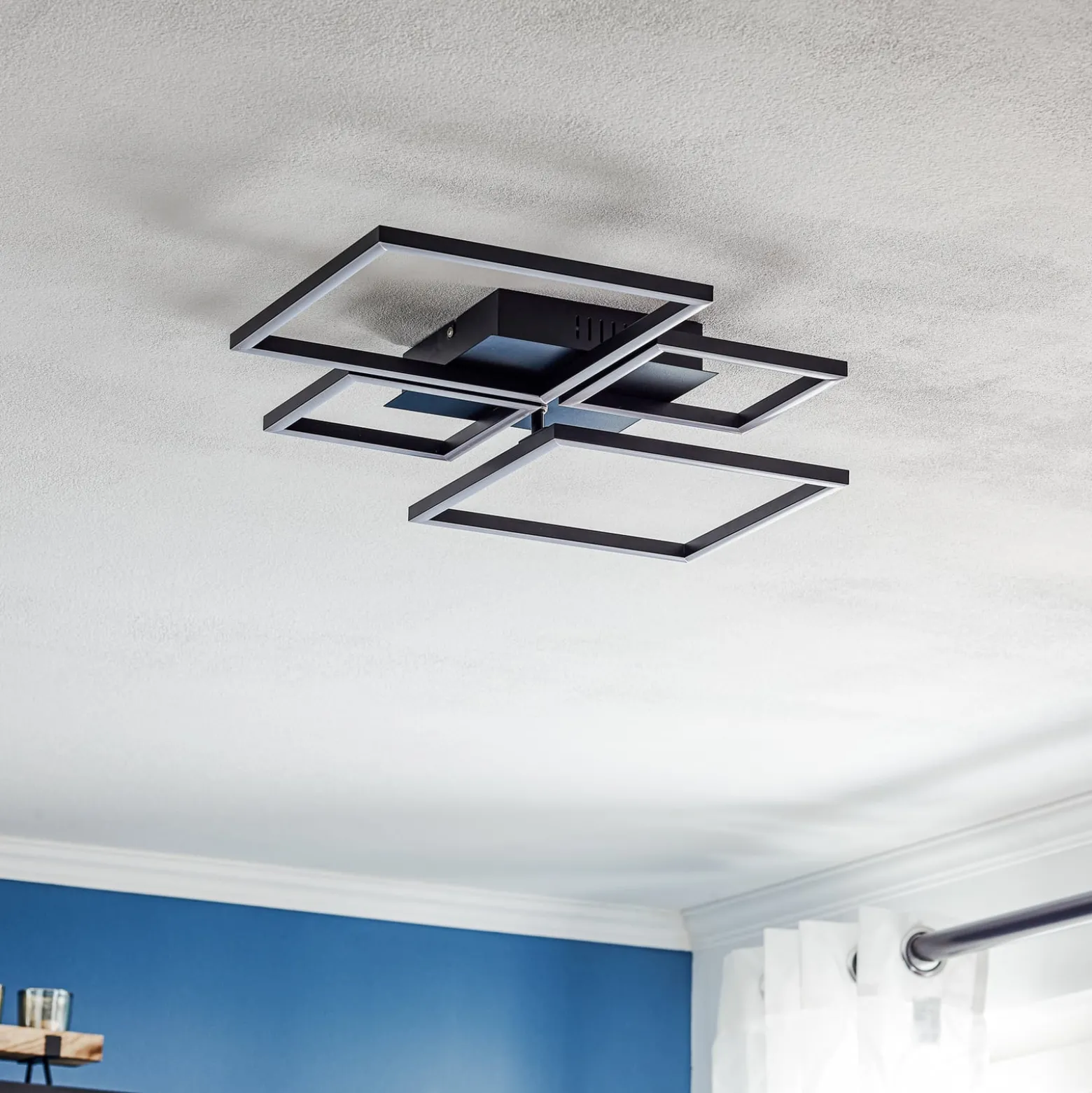 LED-Deckenleuchte Frame, CCT, 4-flammig, schwarz