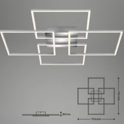 LED-Deckenleuchte Frames 4 Quadrate chrom 72x72cm