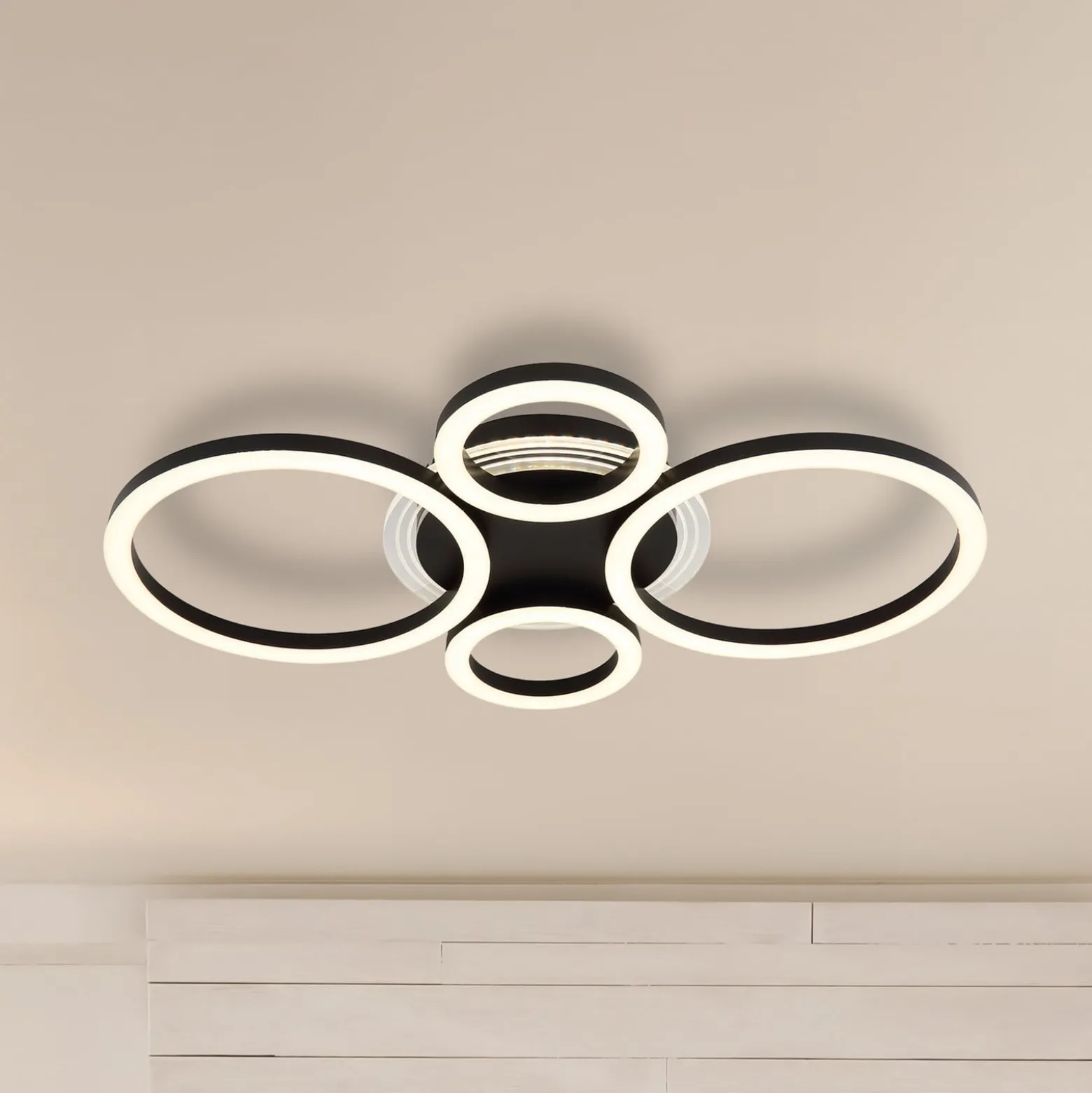 LED-Deckenleuchte Loretta, schwarz, Metall, 53 cm, CCT