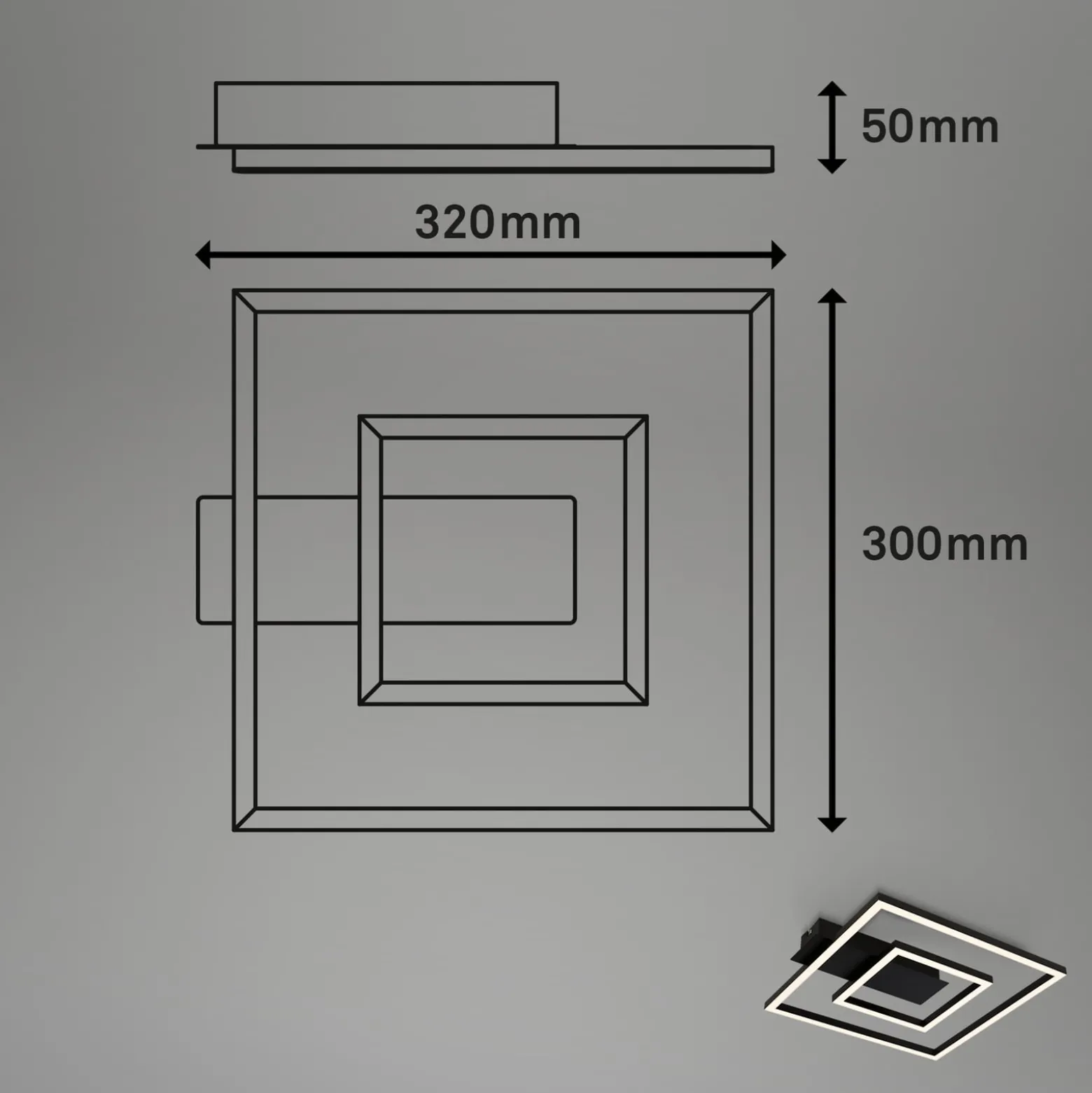 LED-Deckenleuchte 3772 mit 2 Rahmen, schwarz