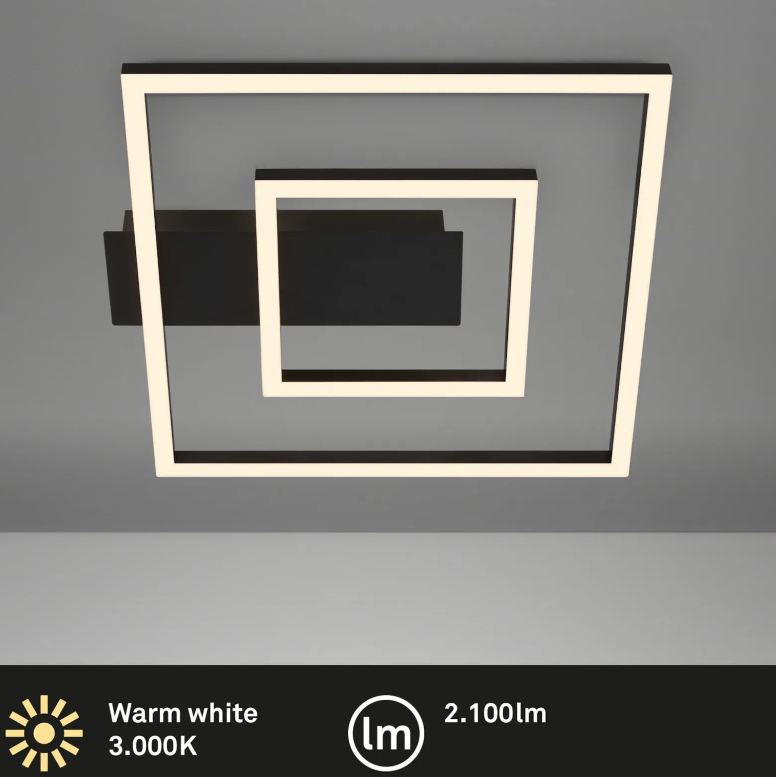 LED-Deckenleuchte 3772 mit 2 Rahmen, schwarz