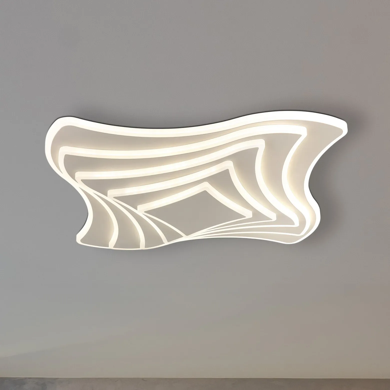 LED-Deckenleuchte Octavio, sandfarben, Metall, CCT, dimmbar