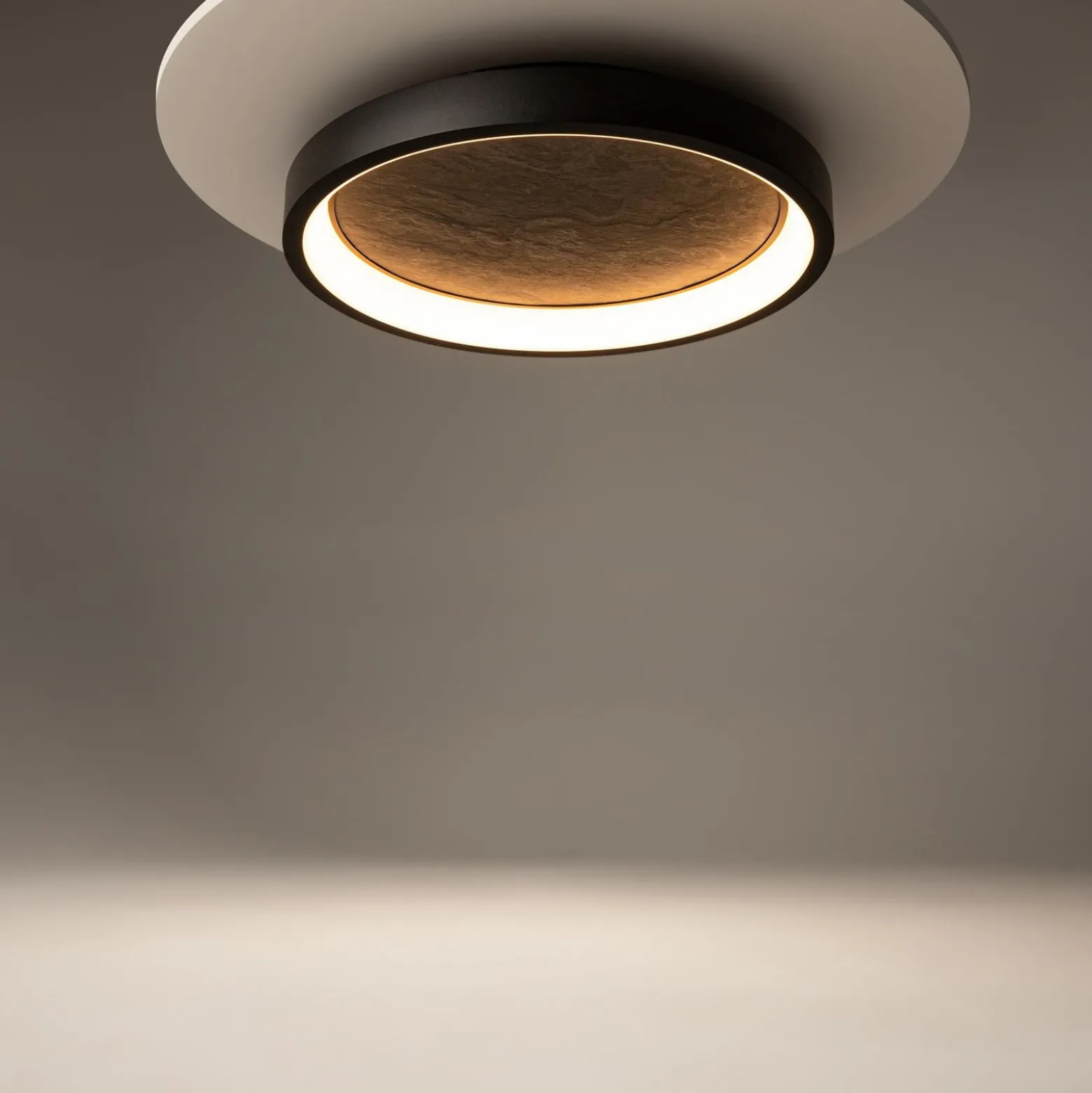 LED-Deckenleuchte Orign, Ø 41 cm, schwarz, Metall/Stein