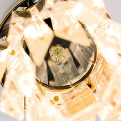 LED-Deckenleuchte Prism, Kristallglas, Ø10cm, gold