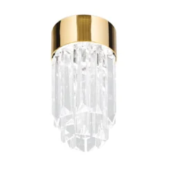 LED-Deckenleuchte Prism, Kristallglas, Ø10cm, gold