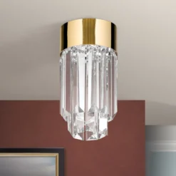 LED-Deckenleuchte Prism, Kristallglas, Ø10cm, gold