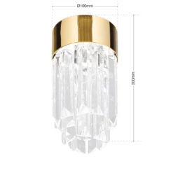 LED-Deckenleuchte Prism, Kristallglas, Ø10cm, gold