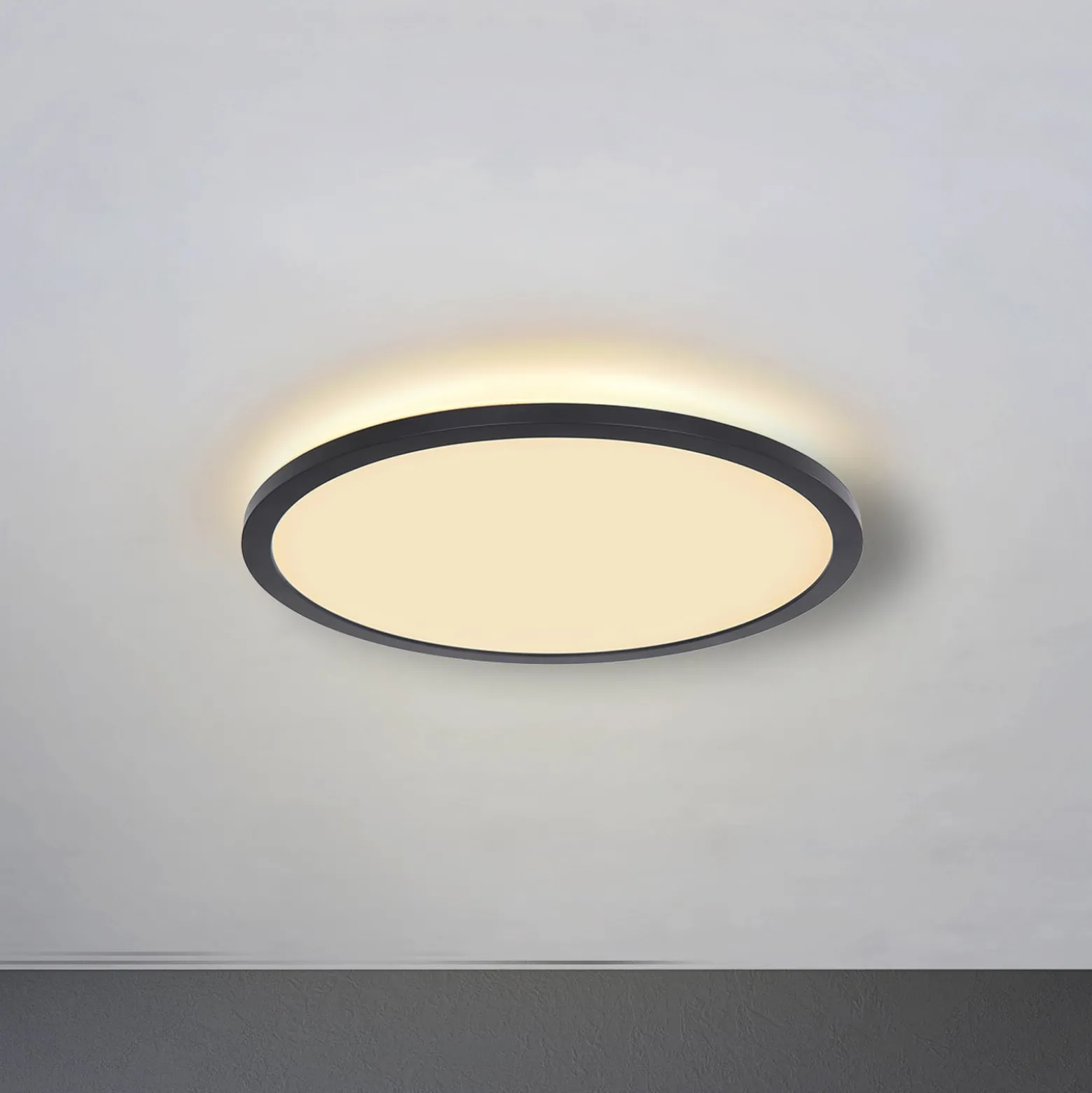 LED-Deckenleuchte Sapana, schwarz, rund, dimmbar