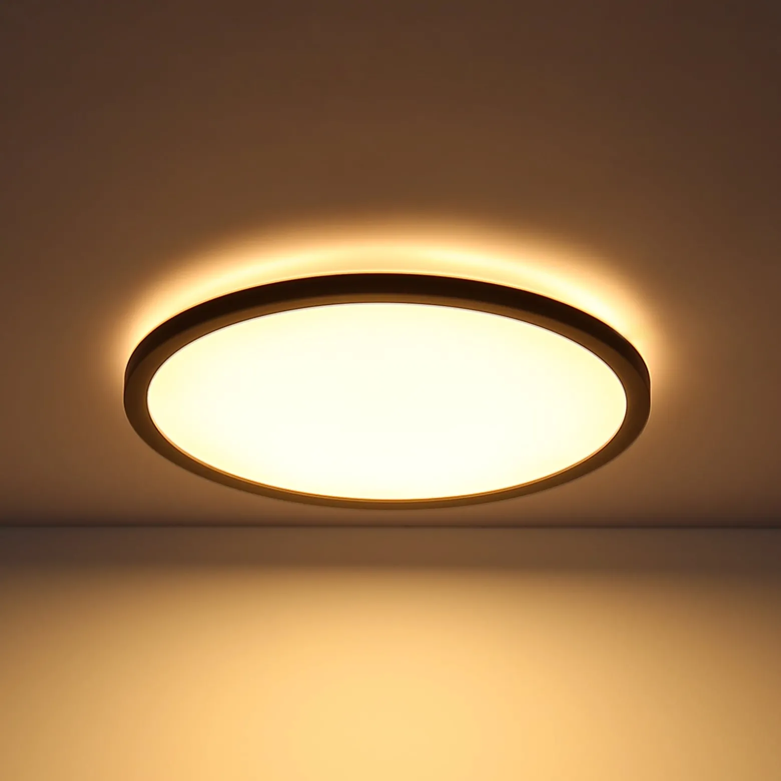 LED-Deckenleuchte Sapana, schwarz, rund, dimmbar