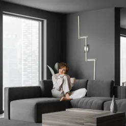 LED-Deckenleuchte Staff, silber, 3.000 K