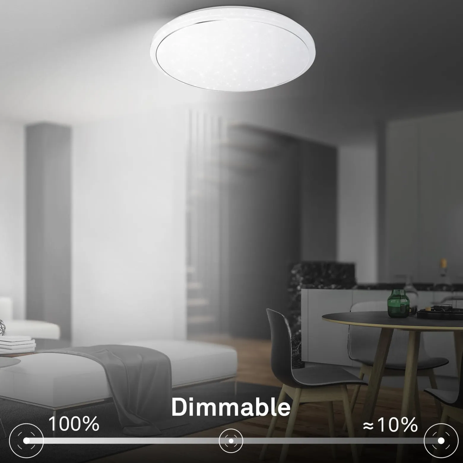 LED-Deckenleuchte Star, weiß, Sternendekor, CCT, dimmbar