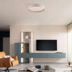 LED-Deckenleuchte TAVOLI, beige, Ø 39 cm, Metall, CCT, dim