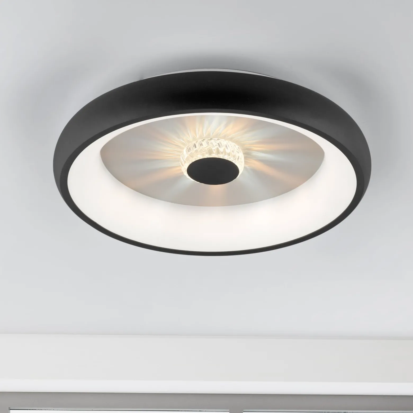 LED-Deckenleuchte Vertigo, CCT, Ø 46,5 cm, schwarz