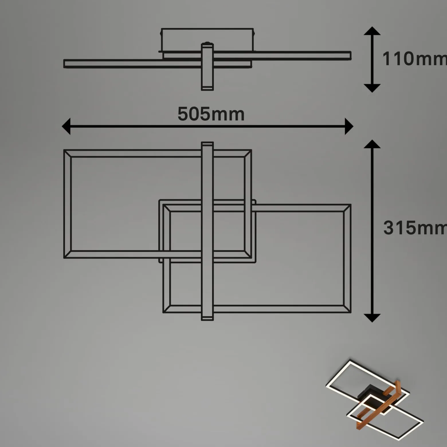 LED-Deckenleuchte 3776015 zweiflammig mit Holz