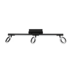LED-Deckenspot Cardillio 2 schwarz mit drei Ringen