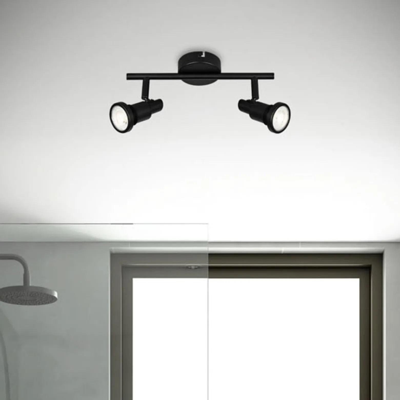 LED-Deckenspot Flamo IP44 2-flg justierbar schwarz