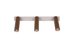 LED-Deckenstrahler Ambala. Länge 44 cm, grau/braun, 3-flg.