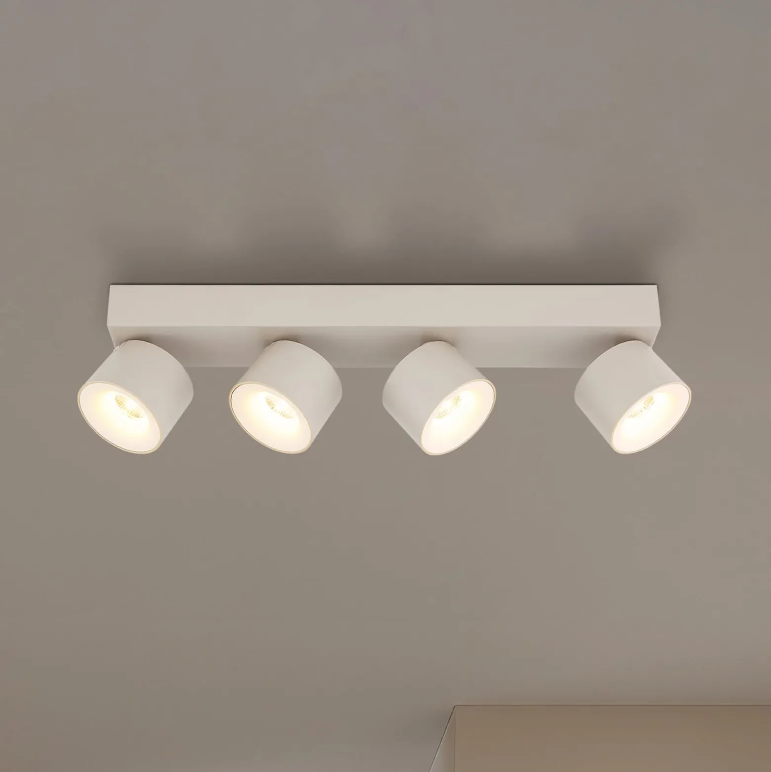 LED-Deckenstrahler Rae, sandfarben, Metall, 4-flammig, 46 cm