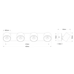 LED-Deckenstrahler Rae, sandfarben, Metall, 4-flammig, 46 cm