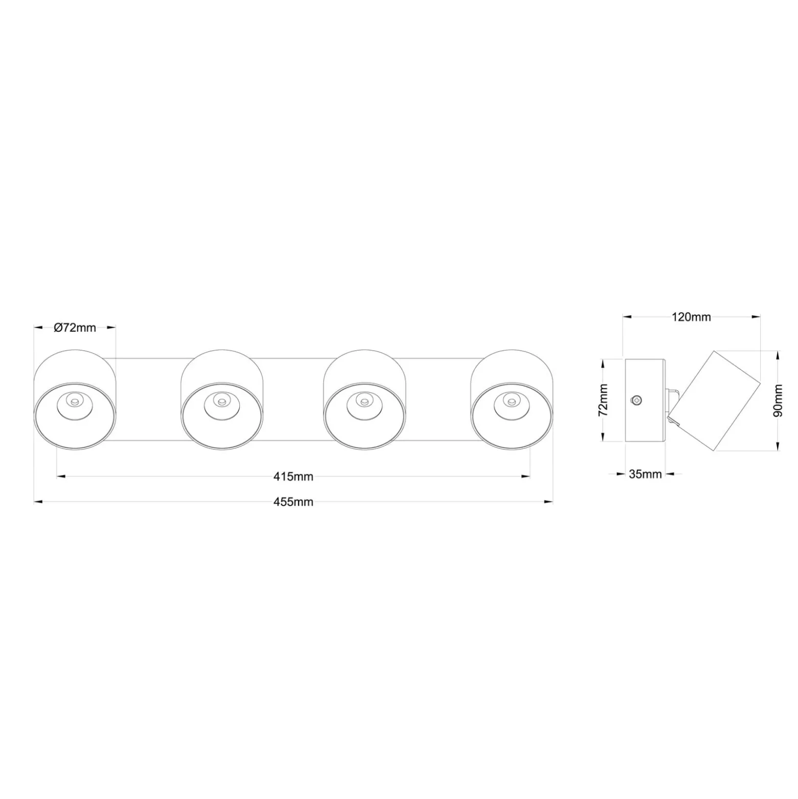 LED-Deckenstrahler Rae, sandfarben, Metall, 4-flammig, 46 cm