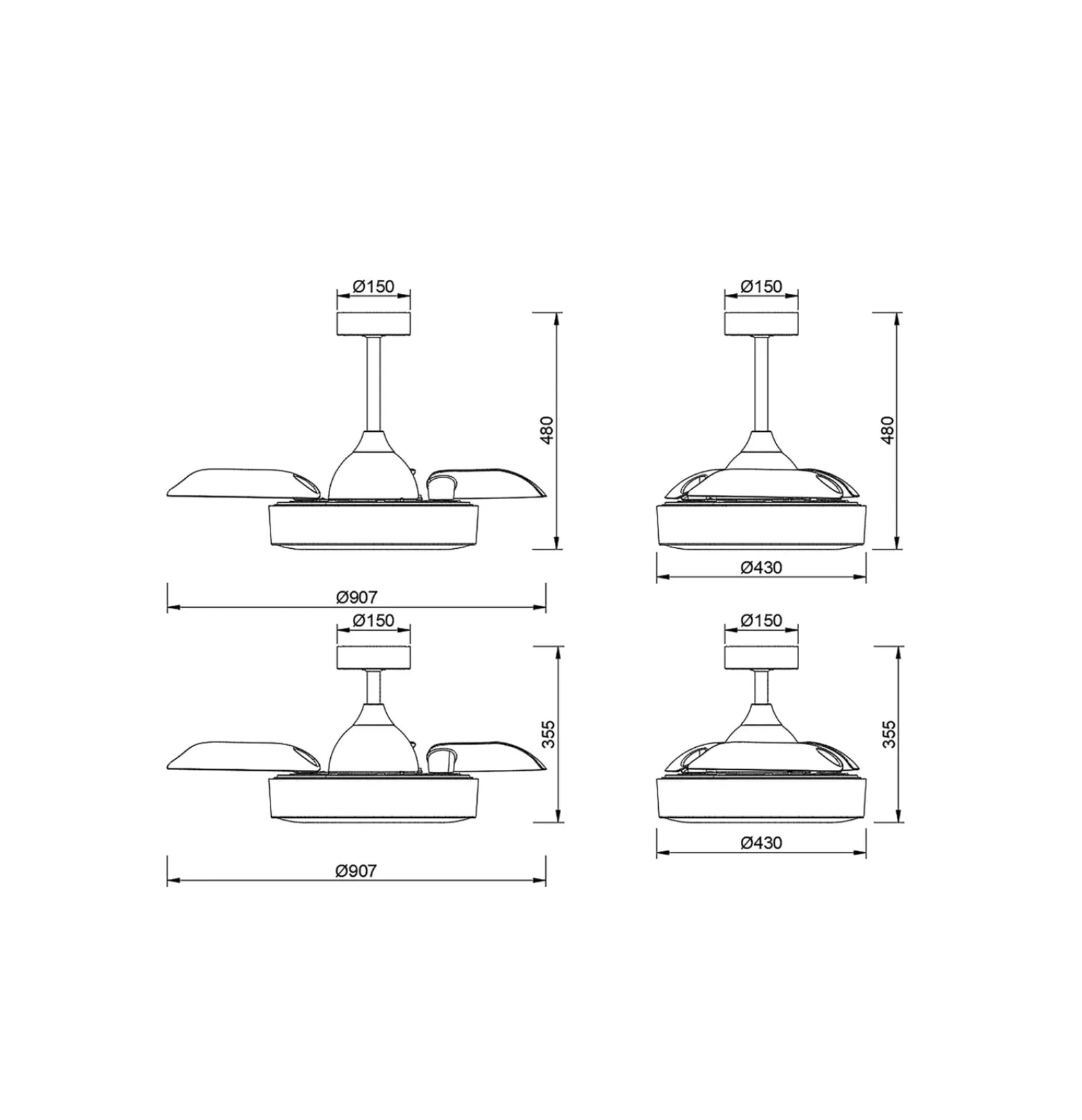 LED-Deckenventilator Coin Mini schwarz DC leise Ø 91 cm CCT