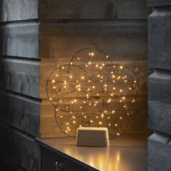 LED-Dekoleuchte 5 kleine Ringe, mit Holzfuß