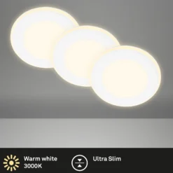 LED-Einbauleuchte Gima, weiß, 3.000 K, 3er-Set