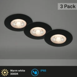 LED-Einbaustrahler Kulana schwarz 3er-Set IP65