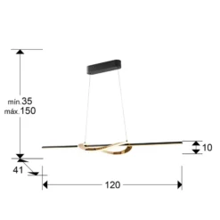 LED-Hängelampe Enora, schwarz/goldfarben, Länge 120 cm, CCT