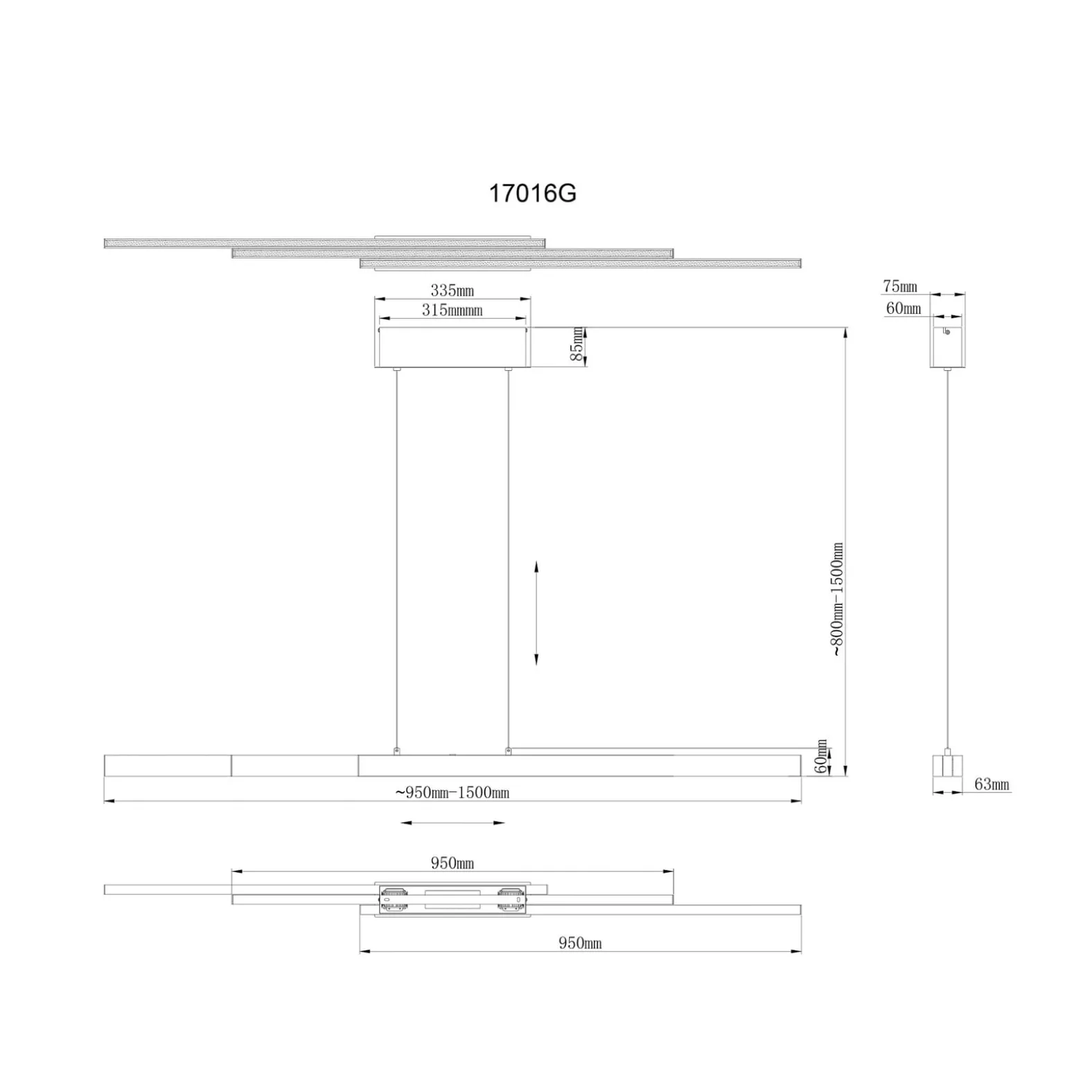 LED-Hängelampe Ethan, messingfarben, 150 cm, ausziehbar