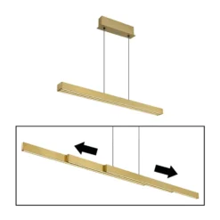 LED-Hängelampe Ethan, messingfarben, 150 cm, ausziehbar