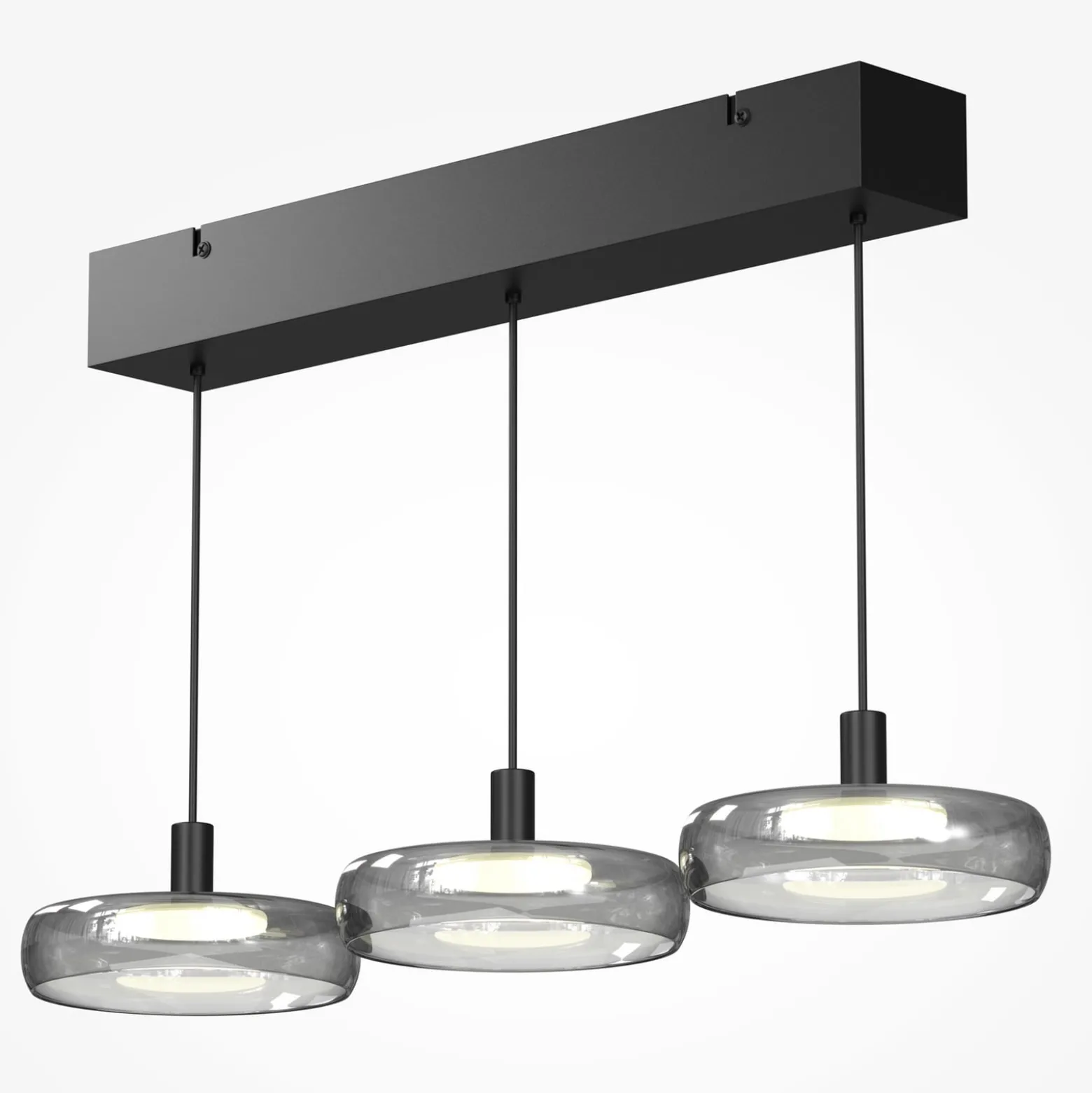 LED-Hängelampe FLOAT, grau/schwarz, 3-flg. 68 cm Glas/Metall
