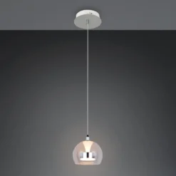 LED-Hängelampe Flynt, Ø 20 cm, chromfarben, Metall/Glas, CCT