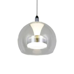 LED-Hängelampe Flynt, Ø 20 cm, chromfarben, Metall/Glas, CCT