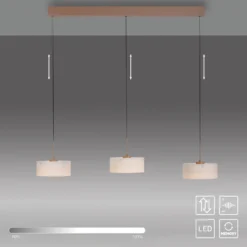 LED-Hängelampe MARIKA, beige/weiß, 105 cm, 3-flg., Glas, dim