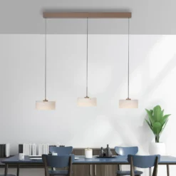 LED-Hängelampe MARIKA, beige/weiß, 105 cm, 3-flg., Glas, dim