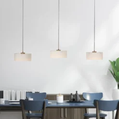 LED-Hängelampe MARIKA, beige/weiß, 105 cm, 3-flg., Glas, dim