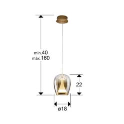 LED-Hängelampe Suspiro, Ø 18 cm, gold-/amberfarben, Glas